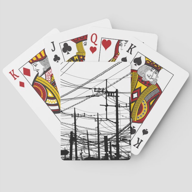 Altes Telefon und Power Spielkarten (Rückseite)