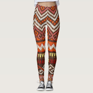 Altes thailändisches Handwerk, peruanischer Teppic Leggings