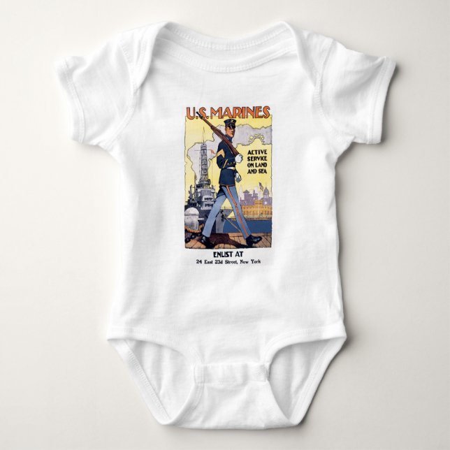 Altes US-Marineplakat circa 1918 Baby Strampler (Vorderseite)