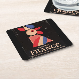 Altes Vintage-Frankreich-Urlaubsposter Rechteckiger Pappuntersetzer
