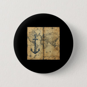 Altes Vintage-Nautik-Piraten-Segelschiff-Anker Mee Button