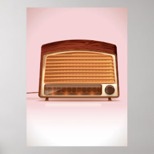 Altes Vintage-Retro-Radio planyer Poster