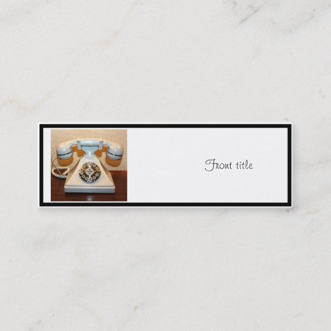Altes Vintages Einwähltelefon Weiß Mini Visitenkarte (Vorderseite)