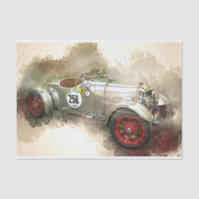 Altes Vintages Rennauto Seidenpapier (Vorderseite)