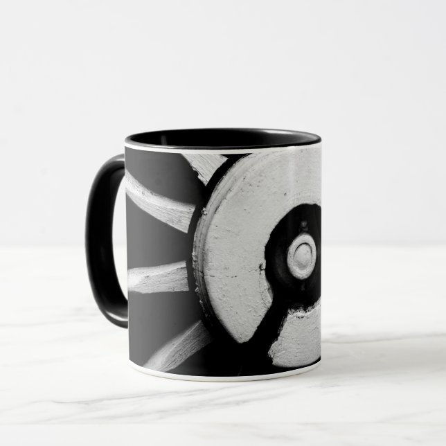 Altes Vintages Western Wagenrad Tasse (Vorderseite Links)