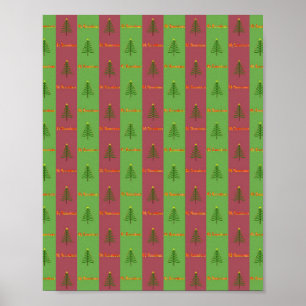 Altes Weihnachtsbaum-Muster Immergrün Poster