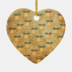 Altes Weihnachtsmuster mit Glocken Keramik Ornament