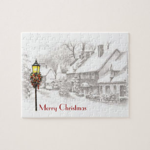 Altes Weihnachtsstadt-Puzzle