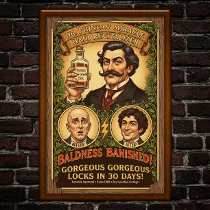 Altes Werbeplakat für Haarkur gegen Glatzenbildung Poster