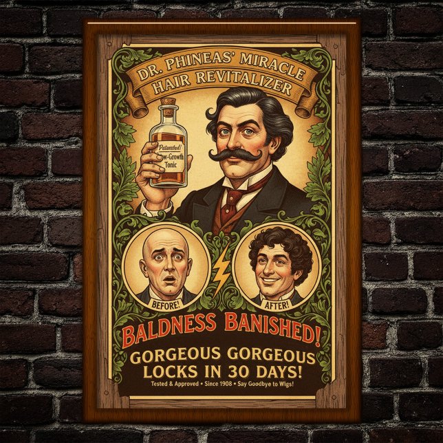 Altes Werbeplakat für Haarkur gegen Glatzenbildung Poster (Von Creator hochgeladen)
