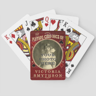 Altes West Custom Foto Personalisiertes Rot Holz Spielkarten