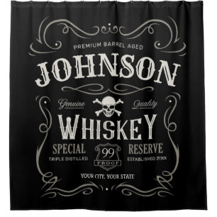Altes Whiskey-Etikett Personalisierte Vintage Liqu Duschvorhang