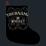 Altes Whiskey-Etikett Personalisierte Vintage Liqu Großer Weihnachtsstrumpf<br><div class="desc">Altes Whiskey Label Personalisiert Vintag Liquor Bar design..  Passen Sie Ihren Namen oder Ihren benutzerdefinierten Text an!</div>