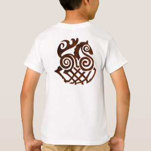 Altes Wikinger-Pferd-Design in Marone  T-Shirt