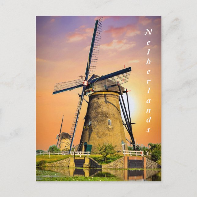 Altes Windrad in den Niederlanden für jeden Jigsaw Postkarte (Vorderseite)