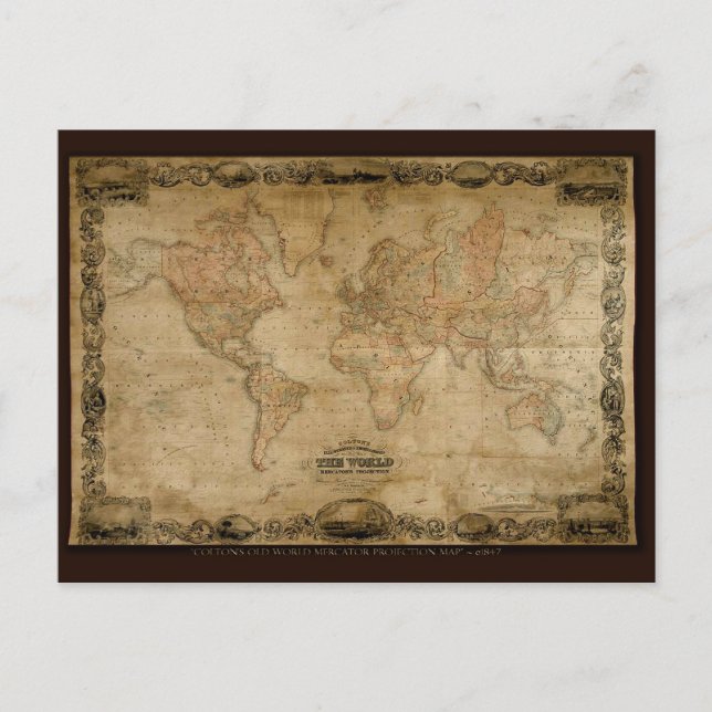 Altes World Map Designer-Geschenk Postkarte (Vorderseite)