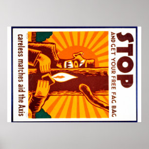 Altes WPA-Plakat zur Waldbrandverhütung Poster