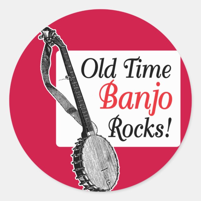 Altes Zeit-Banjo-runder Aufkleber (Vorderseite)