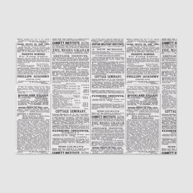 Altes Zeitungsdesign Seidenpapier (Vorderseite)