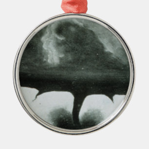 Älteste bekannte Fotografie eines Tornados ab 1884 Silbernes Ornament