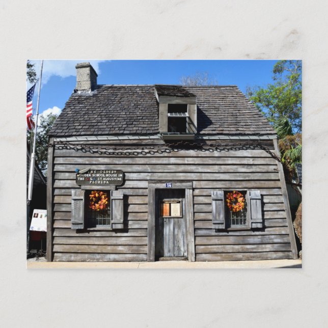 Ältestes Holzschulhaus Postkarte (Vorderseite)