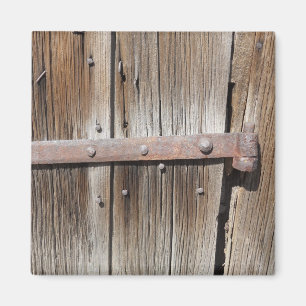 Altgewebtes Holz und rostes Metall Magnet