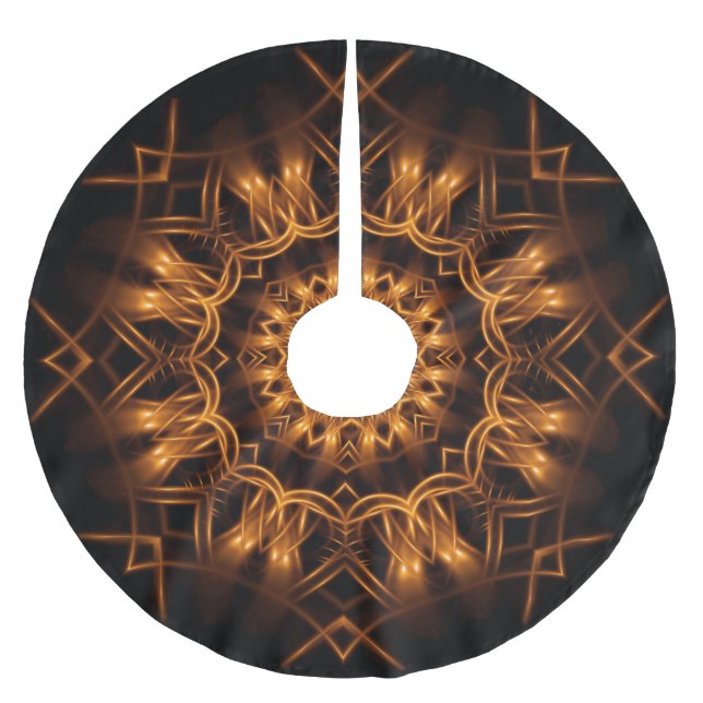 Altgold-kupferner Medaillon-Baum-Rock Polyester Weihnachtsbaumdecke (Vorderseite)