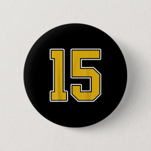 Altgold Schwarz Weiße Sport Nummer 15 Trikot Unifo Button