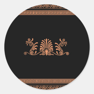 Altgriechische Art-schwarzes und orange Runder Aufkleber