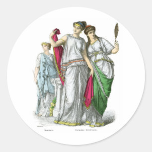 Altgriechische Priesterin und edle Frauen Runder Aufkleber