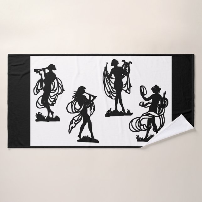 Altgriechische Silhouetten des Mussdrucks Badhandtuch Set (Badehandtuch)