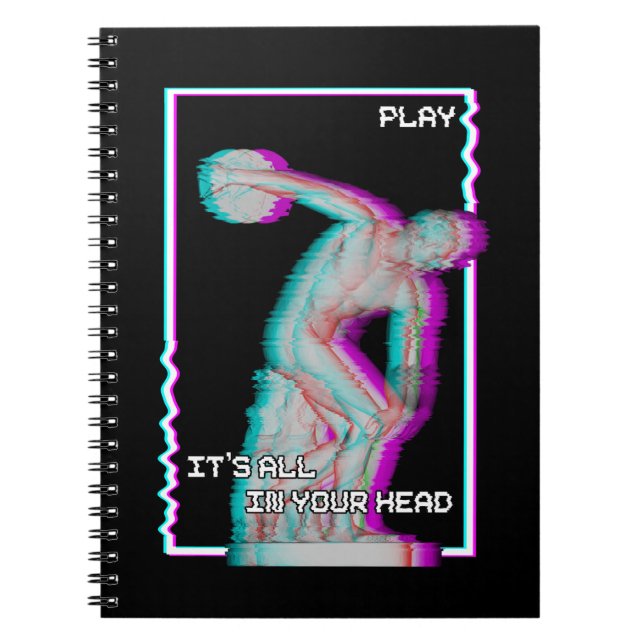 Altgriechische Statue Discus Throw Vaporwave Glitc Notizblock (Vorderseite)