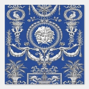 Altgriechischer Ägäisblauer Medusa-Designer Tapete