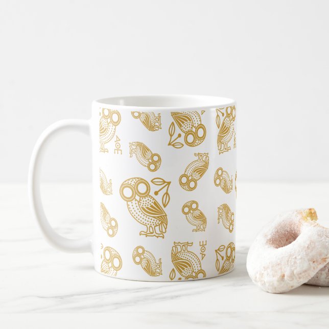 Altgriechisches athenisches Eulenmuster  Kaffeetasse (Mit Donut)