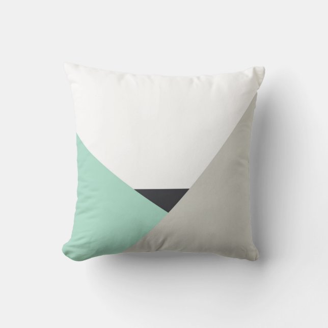 Althea Mint & Graue Abstrakte Blockkissen Kissen (Vorderseite)