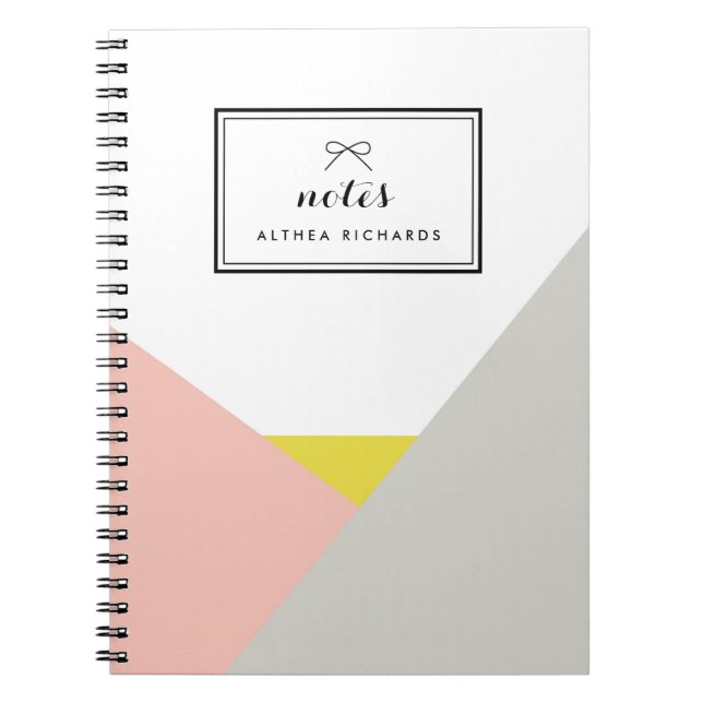 Althea Pink & Gray Personalisiertes Notebook Notizblock (Vorderseite)