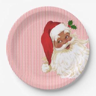 Althergebrachter Weihnachtsmann Rot-Weiß-Gestreift Pappteller