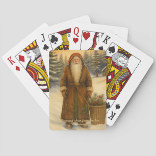 Althergebrachter Weihnachtsmann spielt  Spielkarten