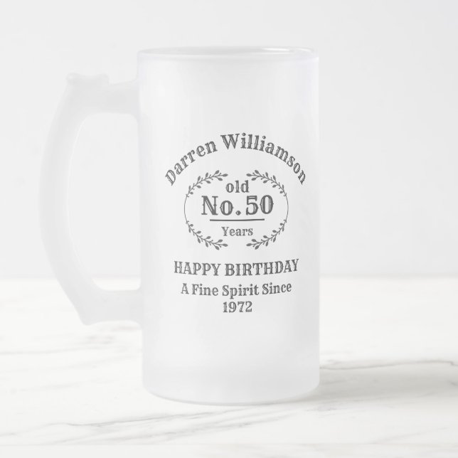 Altherkömmlicher Geburtstag Mattglas Bierglas (Links)