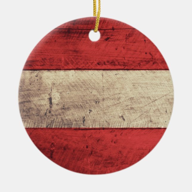 Altholzösterreichische Fahne Keramikornament (Vorne)