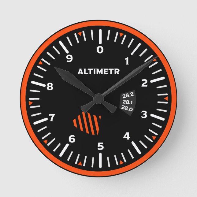 Altimeter Pilot Aviation Geek Runde Wanduhr (Vorderseite)