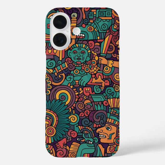 ALTINDIANISCHE AZTEKENKUNST iPhone 16 HÜLLE (Rückseite)