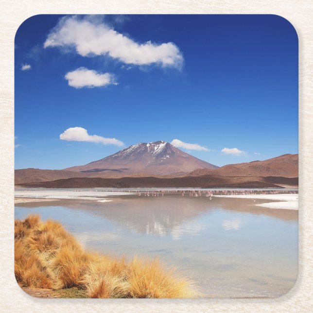 Altiplano Landschaft mit Vulkan in Bolivien Rechteckiger Pappuntersetzer (Vorderseite)