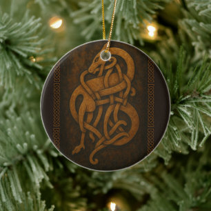 Altisländischer Schlangenknoten mit keltischem Ran Keramik Ornament