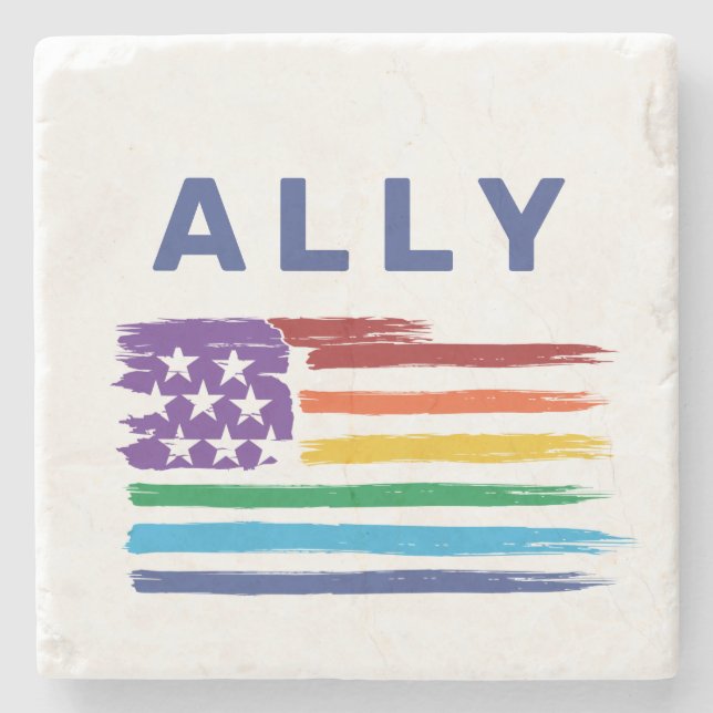 Altistische Regenbogenflagge Steinuntersetzer (Vorderseite)