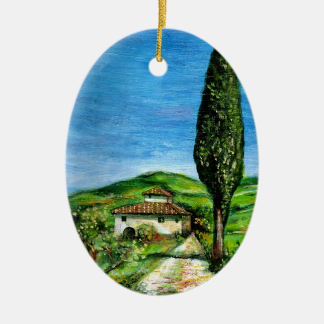 ALTLANDWIRTSCHAFT IN DER TUSKANISCHEN LANDSCHAFT KERAMIKORNAMENT (Vorne)