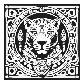 Altmajastilischer Jaguar-Krieger-Stammesmasken-Kun Fotodruck