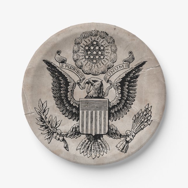 Altmodische amerikanische Wappen Pappteller (Vorderseite)