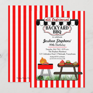 Altmodische Backyard GRILLEN Geburtstagsparty Einladung