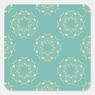 altmodische Blumenaufkleber Quadratischer Aufkleber
